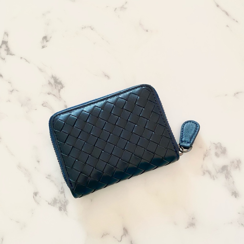 Navy Leather Wallet (Looks like Bottega)